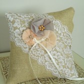 Ring Bearer Pillow - Burlap, lace and flowers