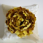 Ring Bearer Pillow - Burlap, lace, golden flower