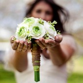 White and Green Ranunculus Bouquet