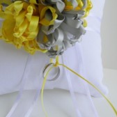 ring pillow in gray and yellow 