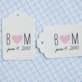 Initials and heart favor tags