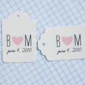 Initials and heart favor tags