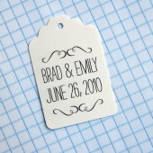 Swirly names and date favor tags