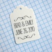 Swirly names and date favor tags