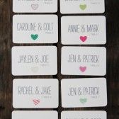 Mismatched hearts escort/place cards