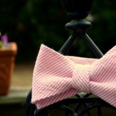 Pink Seersucker Bow Tie