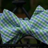 Blue and Green Checked Bow Tie