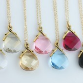 You choose your color, Set of 7 Swarovski Necklaces on 14k Gold Filled, Bridal Party Gifts