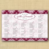 Damask Background Wedding Seating Chart