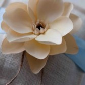 White Burlap Ring Pillow With Ribbon and Magnolia
