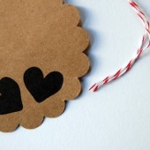 Hearts scalloped circle kraft tag