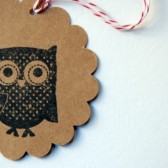 Owl scalloped circle kraft tags