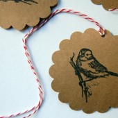 Bird scalloped circle kraft tags