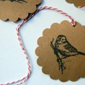 Bird scalloped circle kraft tags
