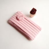 Romantic Rose pleats in pink zippered pouch, clutch, purse by Lolos