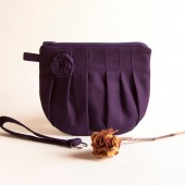 Romantic Rosebud pleats in dark purple zippered pouch, purse, clutch, wristlet by Lolos