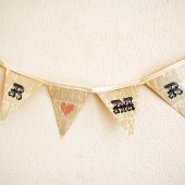 Mr and Mrs heart bunting banner