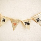 Mr and Mrs heart bunting banner