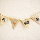 Mr and Mrs heart bunting banner