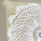 Ring Bearer Pillow - Vintage Doily and Burlap