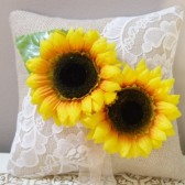 Ring Bearer Pillow - Burlap, lace and sunflowers