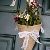 Small Burlap Flower Cone