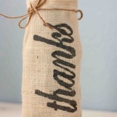 Burlap Bottle Bag \"Thanks\"