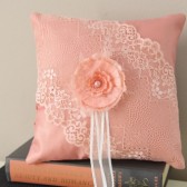 Coral colored ring bearer pillow