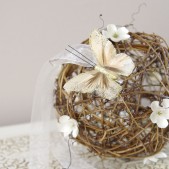 Rustic Grapevine Pomander - Ivory with butterfly detail