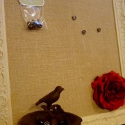 Burlap Pin Board 22 x 22 or Magnetic Chalkboard Framed Shabby Chic Memo Board - Wedding Reception Cream