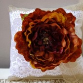 Fall Ring Bearer Pillow with Burnt Orange Flower
