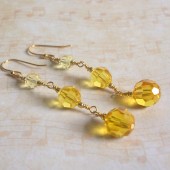 Cosmopolitan Yellow Swarovski Crystal and Sterling Silver Earrings