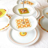 Orange and Yellow Mod Midcentury Cupcake Stand