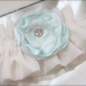 Ethereal Something Blue Flower Garter Tiffany Blue Flower Vintage Style Rhinestone