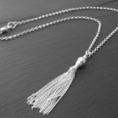 Elegant Sterling Silver Tassel Charm Necklace