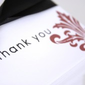 Black Damask Thank You Notes
