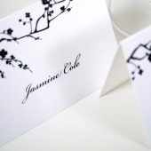 Black and White Blossoms Place Cards