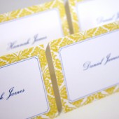 Yellow Damask Place Cards