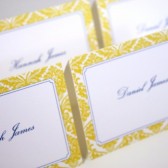 Yellow Damask Place Cards
