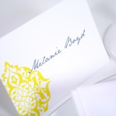 Gray and Yellow Damask Place Cards