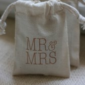 Mr n MrS muslin wedding favor bags, set of 10 3x4\" gift bags, favor bags