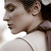 Rhinestone edge Birdcage Veil