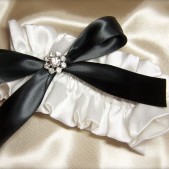 Bow Rhinestone Jewel Satin Luxe Garter