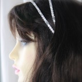 Double Rhinestone RIbbon Tie Headband Sash