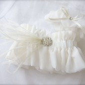 Ethereal Ostrich Feather Rhinestone Garter