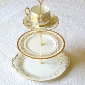 gold and white vintage cupcake stand