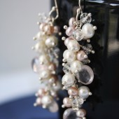 Pearl Cluster Earrings - Crystal Earrings