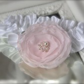 Pink Flower Garter on Your Color Choice Band