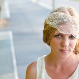 Vintage Style Champagne Bandeau Lace Veil