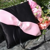 Black Satin & Pale Pink Pillow